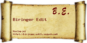 Biringer Edit névjegykártya
